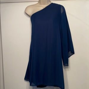 One Sleeve Teal Dress